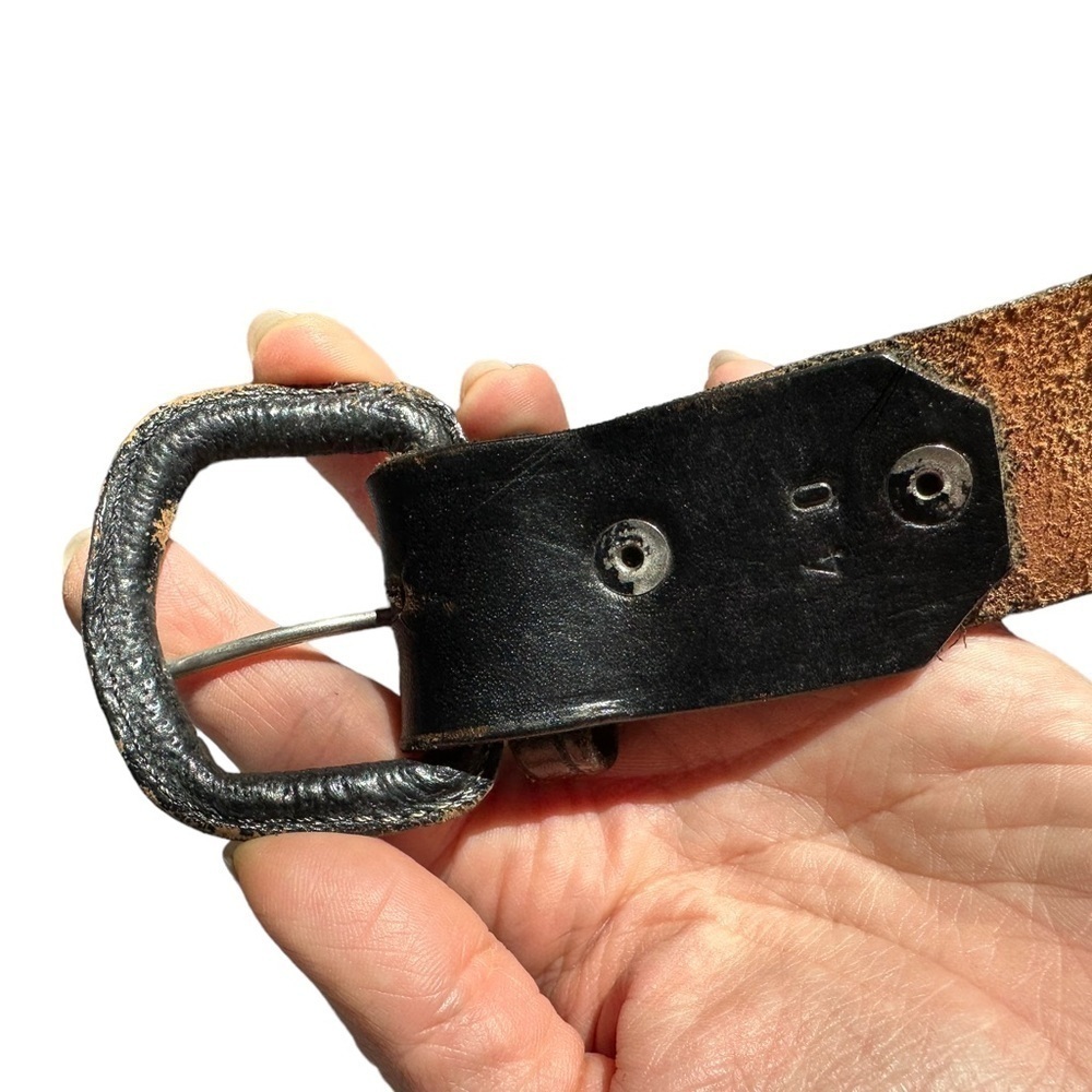 Vtg Mens Belt Sz 40 Braided Leather Brown Distressed Made In Mexico Handtooled‍‍ - Picture 4 of 13